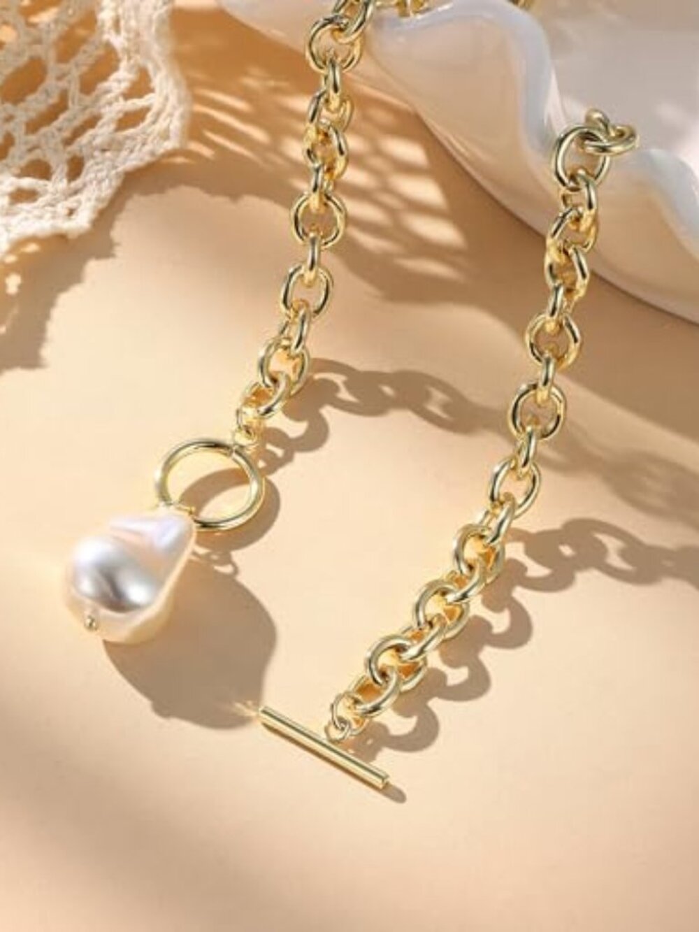 New -  16k Gold Plated Chunky Gold Plated Necklace for Women‎ Non Tarnish, 36''
